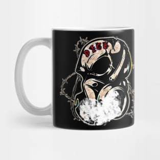 Skull gas mask barb wire Mug